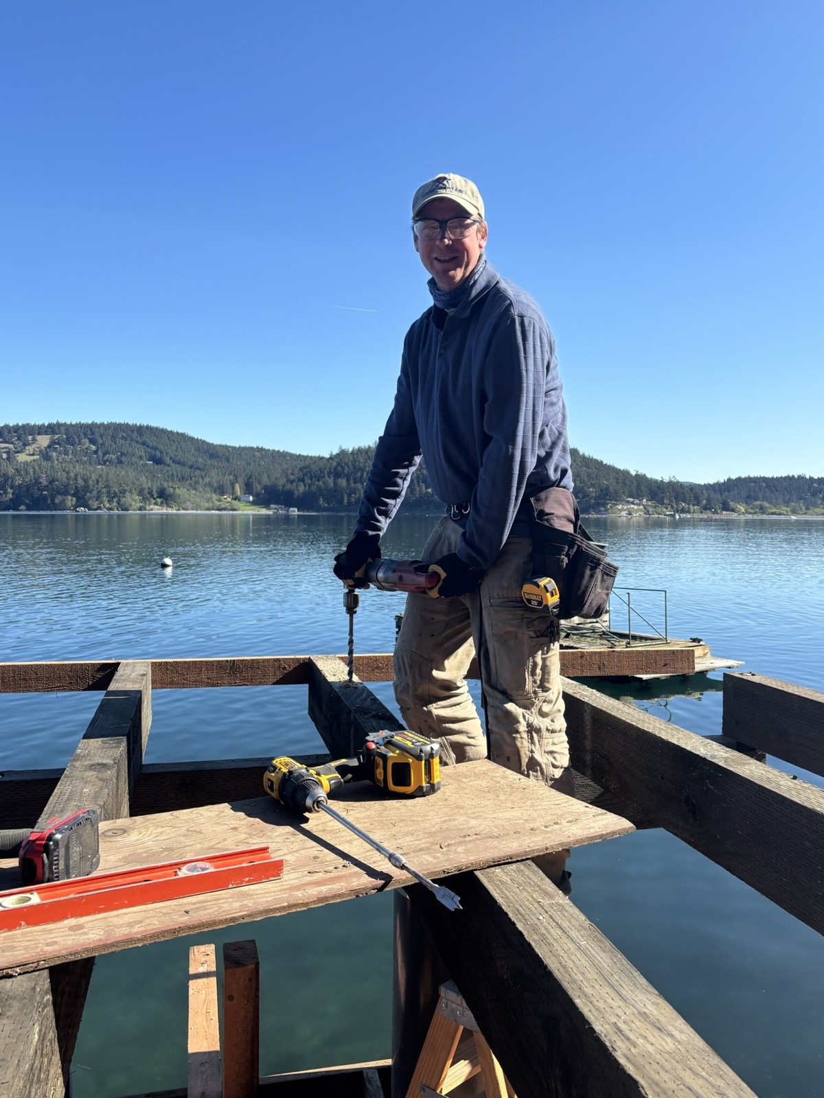 Ken working on a dock on Whidbey Island